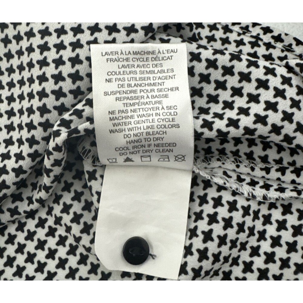 Carolina Belle Montreal Womens Sz S  Houndstooth Pleated Ruffle Chiffon Top - Picture 9 of 15